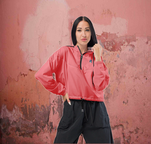 Pocket logo Women’s runner Pink cropped windbreaker