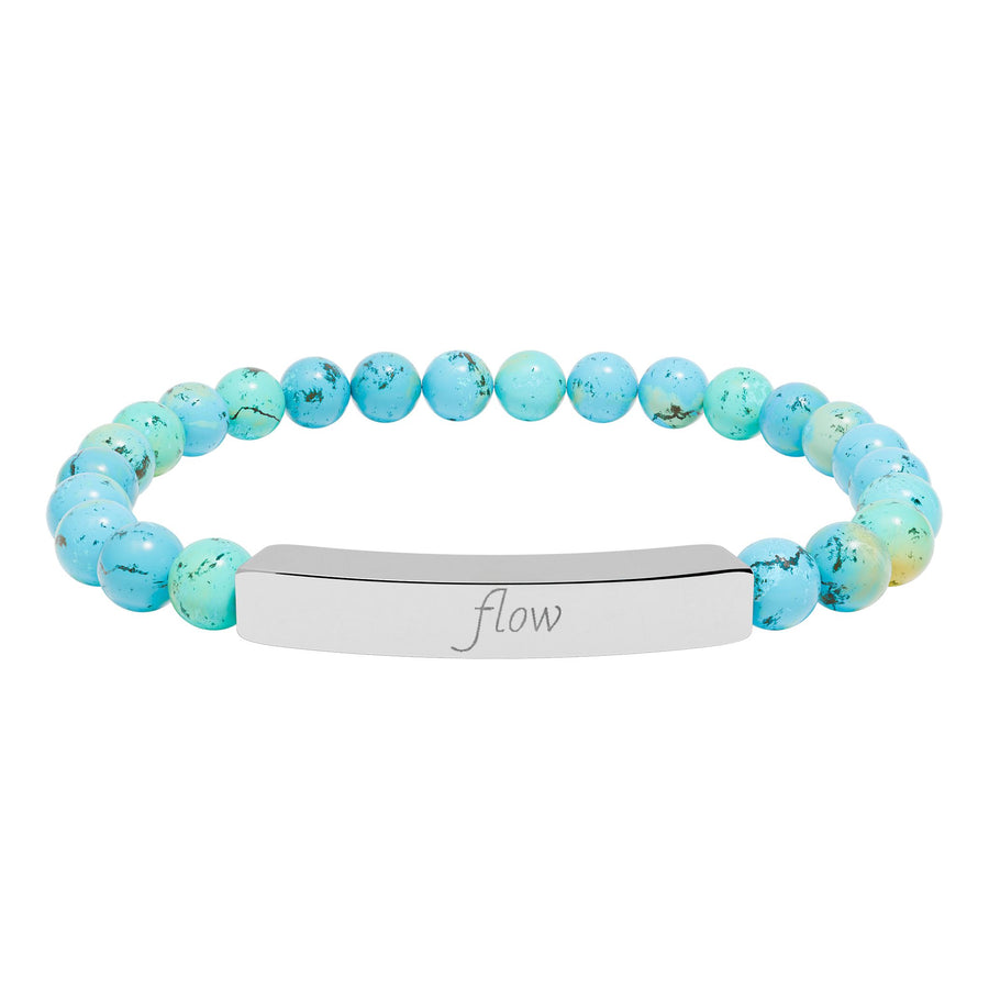 “Flow”Engraved Natural Stone Bar Bracelet