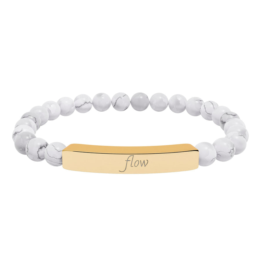“Flow”Engraved Natural Stone Bar Bracelet