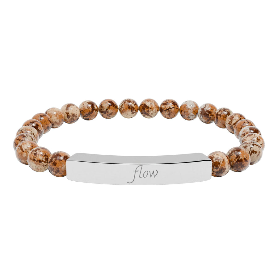 “Flow”Engraved Natural Stone Bar Bracelet