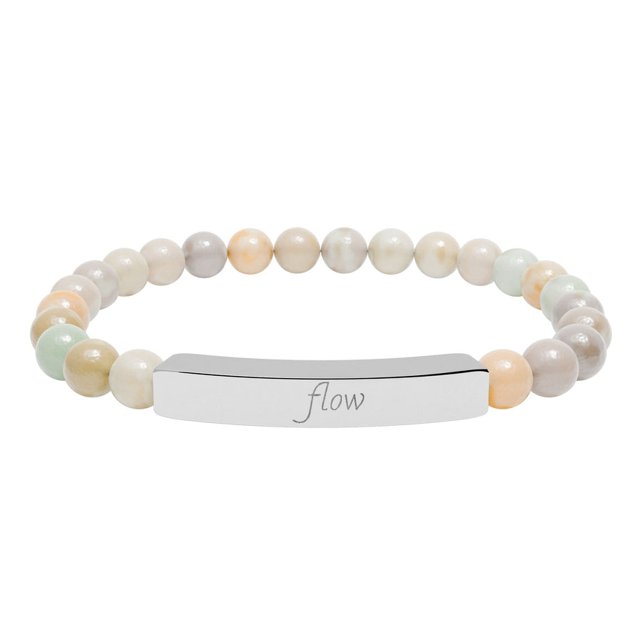 “Flow”Engraved Natural Stone Bar Bracelet