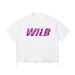 Load image into Gallery viewer, Snow Wash “stay wild” Raw-Hem Boxy T-shirt

