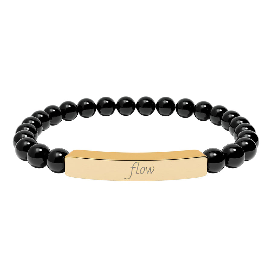“Flow”Engraved Natural Stone Bar Bracelet