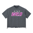 Load image into Gallery viewer, Snow Wash “stay wild” Raw-Hem Boxy T-shirt
