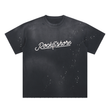 Load image into Gallery viewer, Men signature “believe in yourself” Hand-Frayed Sunfade Paint Splatter T-Shirt
