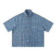 Load image into Gallery viewer, Men Signature Distressed “flow rocks”Wash Short-Sleeve Shirt
