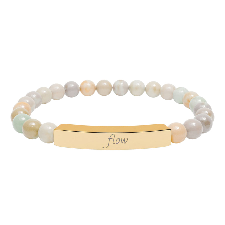 “Flow”Engraved Natural Stone Bar Bracelet