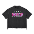 Load image into Gallery viewer, Snow Wash “stay wild” Raw-Hem Boxy T-shirt

