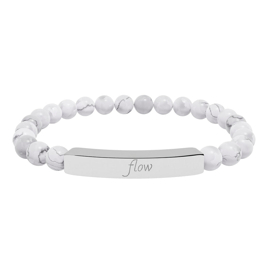 “Flow”Engraved Natural Stone Bar Bracelet