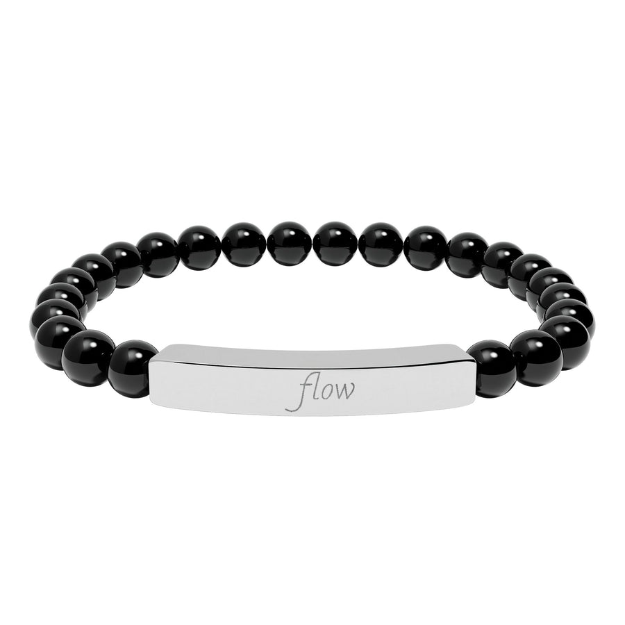 “Flow”Engraved Natural Stone Bar Bracelet