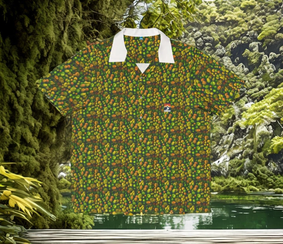 men summer tree button down shirt