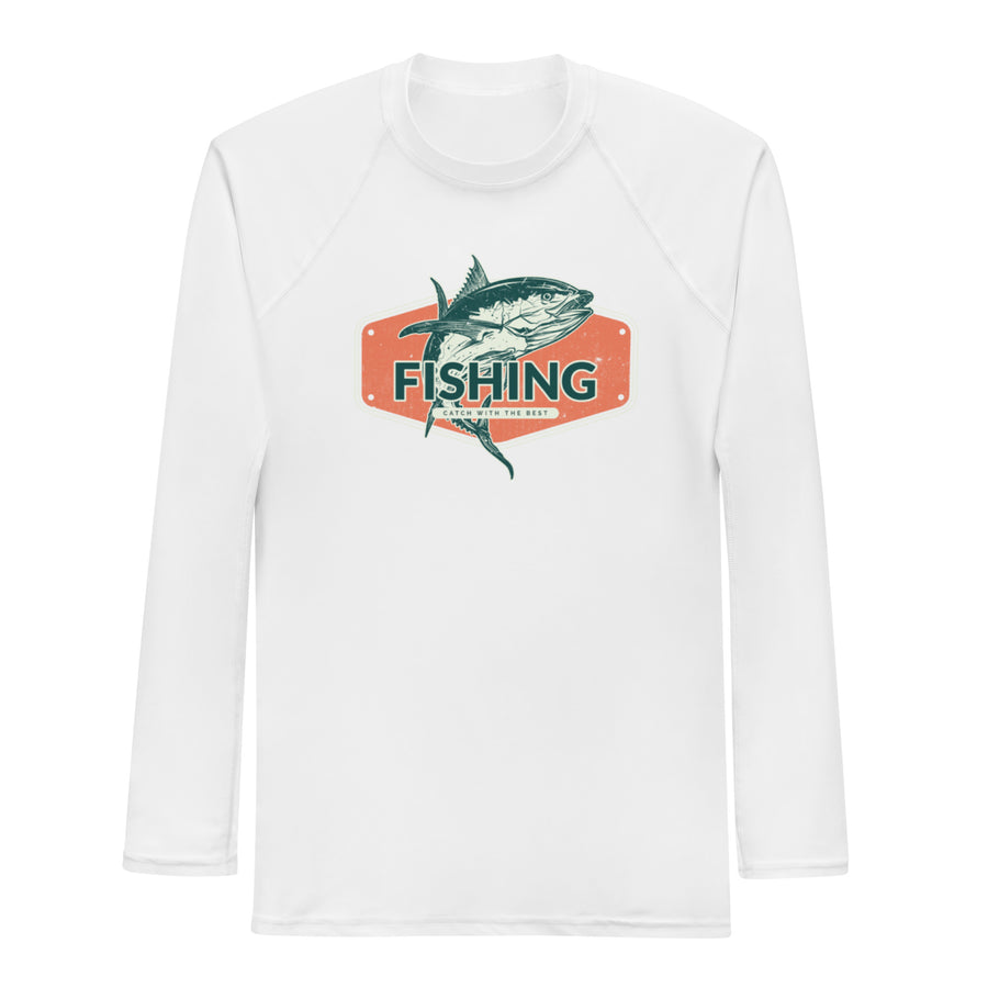 Men “catch with the best”performance crew shirt logo on back