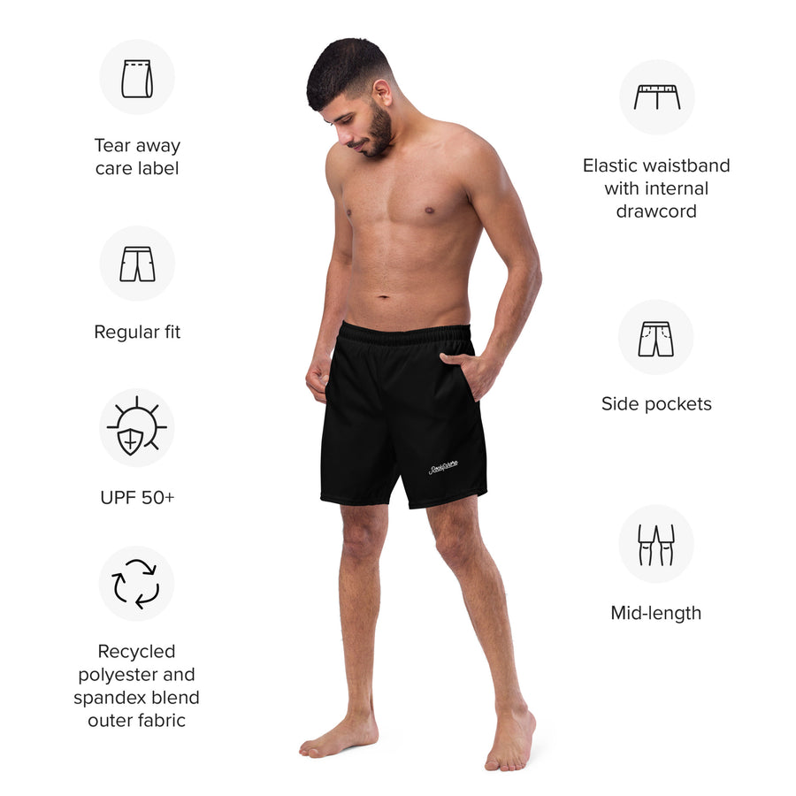 Men's black swim trunks